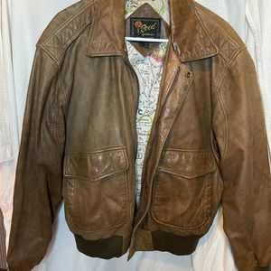 Vintage Brown Leather Reed Bomber Jacket